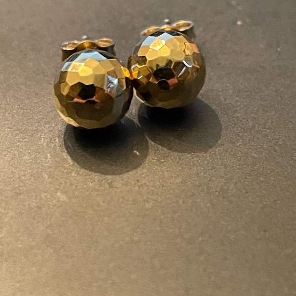 Jewelry 14 K Yellow Gold Diamond Cut Ball Stud Earrings Poshmark